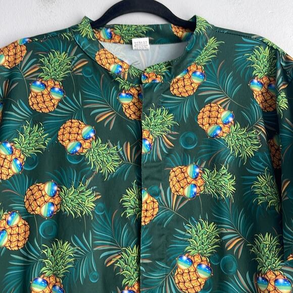 Pineapple sunglasses one piece short sleeve short full zip festival Pride romper - Picture 2 of 8